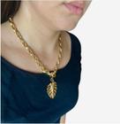 Colar Feminino Folha Folheado A Ouro 18k