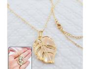 Colar Feminino Folha Folheado a Ouro 18k