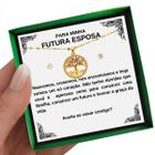 Colar Feminino Presente Pedido de Casamento Ouro Árvore Vida Banhado + Dedicatória