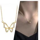 Colar Gargantilha Pingente De Borboleta Strass K-pop Feminino Ouro Brilhante