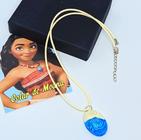 Colar gargantilha Princesa Moana o Filme com Pingente Pedra Coração oceano azul Te Fiti Cordão Fio encerado ajustável