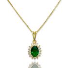 Colar Gota Verde Esmeralda Zircônias Cravejadas Banhado a Ouro 18K