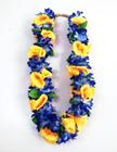 Colar Havaiano Tecido Flores Amarelo E Azul