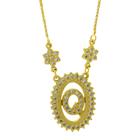 Colar Letra " Q " Cravejada Zircônia Banhado Ouro Amarelo 18 K - 1061245