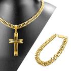 Colar Masculino Aço Pingente Crucifixo Pulseira