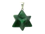 Colar Merkaba Pedra Quartzo Verde Pino e Presilha Prateado