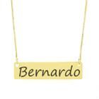 Colar Nome Personalizado Chapinha Gravação Bernardo Banhado Ouro 18K - 999004009