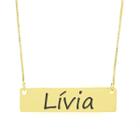 Colar Nome Personalizado Chapinha Gravação Lívia Banhado Ouro 18K - 999004410