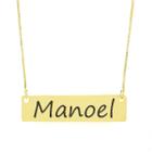 Colar Nome Personalizado Chapinha Gravação Manoel Banhado Ouro 18K - 999004079