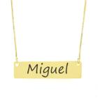 Colar Nome Personalizado Chapinha Gravação Miguel Banhado Ouro 18K - 999004091