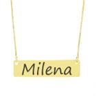 Colar Nome Personalizado Chapinha Gravação Milena Banhado Ouro 18K - 999004432