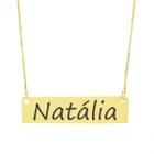 Colar Nome Personalizado Chapinha Gravação Natália Banhado Ouro 18K - 999004443