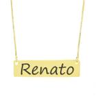 Colar Nome Personalizado Chapinha Gravação Renato Banhado Ouro 18K - 999004114