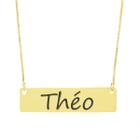 Colar Nome Personalizado Chapinha Gravação Théo Banhado Ouro 18K - 999004125