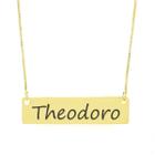 Colar Nome Personalizado Chapinha Gravação Theodoro Banhado Ouro 18K - 999004215