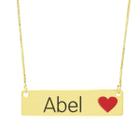 Colar Nome Personalizado Coração Resinado Abel Banhado Ouro 18K - 999001145