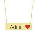 Colar Nome Personalizado Coração Resinado Adriel Banhado Ouro 18K - 999001151