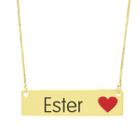 Colar Nome Personalizado Coração Resinado Ester Banhado Ouro 18K - 999001306