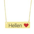 Colar Nome Personalizado Coração Resinado Hellen Banhado Ouro 18K - 999001348