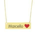 Colar Nome Personalizado Coração Resinado Marcello Banhado Ouro 18K - 999001081