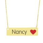 Colar Nome Personalizado Coração Resinado Nancy Banhado Ouro 18K - 999001439