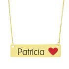 Colar Nome Personalizado Coração Resinado Patrícia Banhado Ouro 18K - 999001449