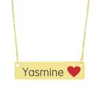 Colar Nome Personalizado Coração Resinado Yasmine Banhado Ouro 18K - 999001483