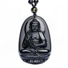 Colar Pingente Buda Reflexão Espiritual Relevo Preto 30 cm