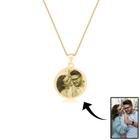 Colar Pingente Redondo Personalizado Com Foto Banhado Em Ouro 18K