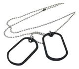 Colar Prata Dog Tag Identificação Militar Pingente 60cm Unissex Feminino Masculino