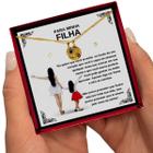 Colar Presente Aniversário Filha Conjunto Retângulo Vermelho + Brincos + Pingente + Anel + Caixinha Dedicatória