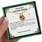 Colar Presente Pedido Noivado Futura Noiva Conjunto Pingente Brincos Anel Retângulo Vermelho + Linda Dedicatória