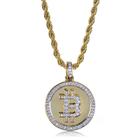 Colar Wokex Bitcoin Pendant Initial B Letter Micro Pave