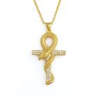 Colar: Wokex Snake, embrulhado em cruz, ouro amarelo 18 quilates F