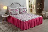 Colcha Casal Queen Piquet 3 Peças Floral Pink