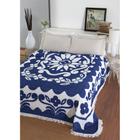 Colcha Chenille Canelada Flórida 220x240cm Azul e Branco Aristocrata Jolitex