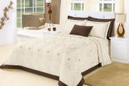 Colcha Cobre Leito Belle Cama Casal Queen 5Pç Bordado Marrom