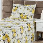 Colcha Cobre Leito Cama Solteiro Kit 2 Peças Milão Amarelo Floral