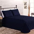 Colcha Cobre Leito Clean Cama Casal 3 Peças Azul Marinho - Lux Enxovais