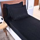 Colcha Cobre Leito Roupa Cama 2 Pçs Matelado Sleep Quarto Menino Menina Macio Simples Preto