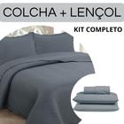 Colcha Lisa Classic Cobre leito Com Lencol e Fronha Kit Completo para Cama Solteiro e Casal