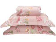 Colcha Queen Bett Design Microfibra - Romantic Flowers Rosa 3 Peças