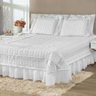 Colcha Queen Romantica Micropercal 200 Fios 5 Peças - Branco - Decorativa Enxovais