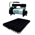 Colchao inflavel casal deluxe comfort preto - bel (p55) + mini compressor de ar automotivo iwmca30020