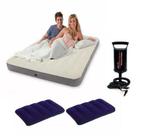 Colchão inflável CASAL Intex FIBER TECH 64103 com Bomba de Inflar Q1 e 02 Travesseiros