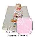 Colchão Portátil Colchonete Bebê Com Zíper Rosa Coroa Branca