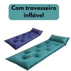 Colchonete Solteiro Colchão Inflavel Camping Acampamento Com Travesseiro e Sacola Para Transporte - ZR