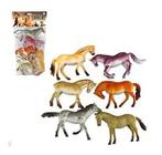 Coleção 6 Miniaturas Cavalos Selvagens Animais de Brinquedo em Borracha - Wild Horse - DM TOYS