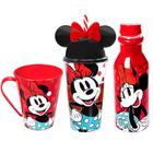 Coleção da Minnie Copo de Orelhas Caneca e Garrafinha Vermelha - Plasutil