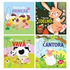 Coleção de Livros com Pelúcia - 4 animais: Ovelha, Vaquinha, Cachorro e Coelho